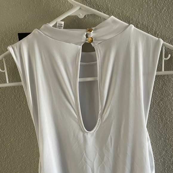 Fashions Nova White Ruched Midi Dress Size Small - Picture 4 of 5